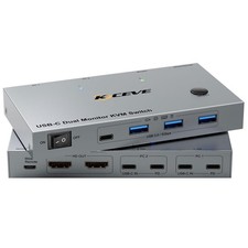 KCEVE KVM Switch 2 Monitors 2 Laptops USB C, KVM Switch Dual Monitor HDMI 4K 60