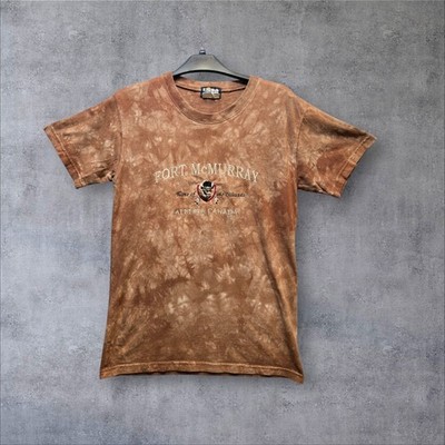 Vintage 90 s Brown Alberta Oilsands English Bay Stitch T-Shirt S Made Canada 414