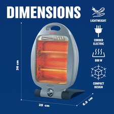 800W HALOGEN HEATER INSTANT HEAT WINTER WARM 2 BARS HOME OFFICE COMPACT