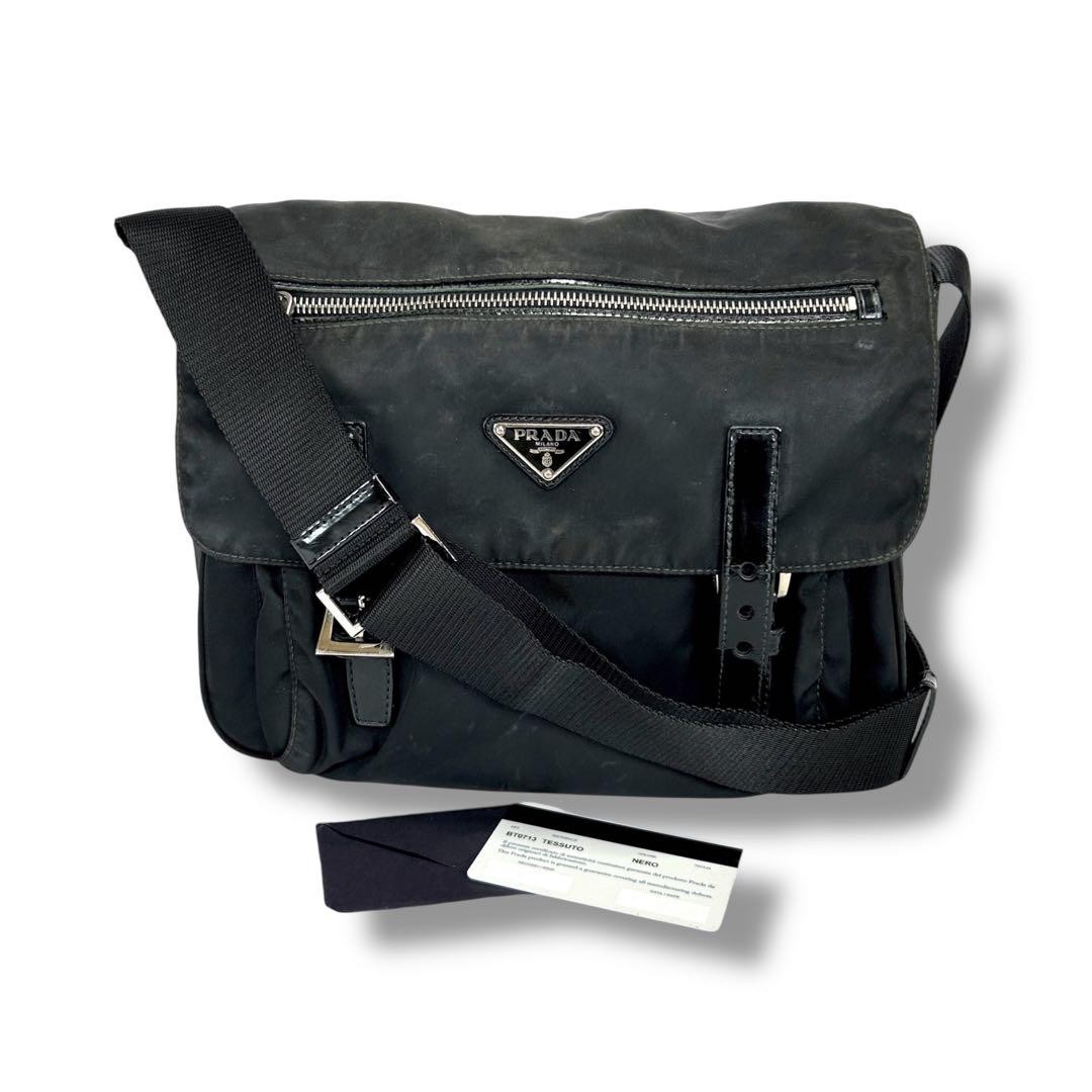 クロネコ　PRADA messenger bag Prada Nylon Messenger Bag Black Logo Plate Used | eBay