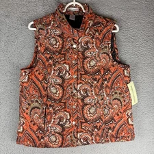 Rebecca Malone Quilted Paisley Vest Autumn Colors Medium New With Tags