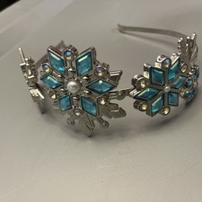 Disney Frozen Queen Elsa Girls Costume Snowflake Headband Blue Jewels Dress Up