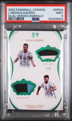 レア！22 FANSMALL ARGENTINA MESSI メッシ インサート Lionel Messi PSA 9 Relic 2022 FansMall Emerald 1/5 Sergio Aguero