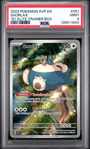 2023 POKEMON SVP EN-SV BLACK STAR PROMO 151 ELITE TRAINER BOX #051 SNORLAX PSA 9