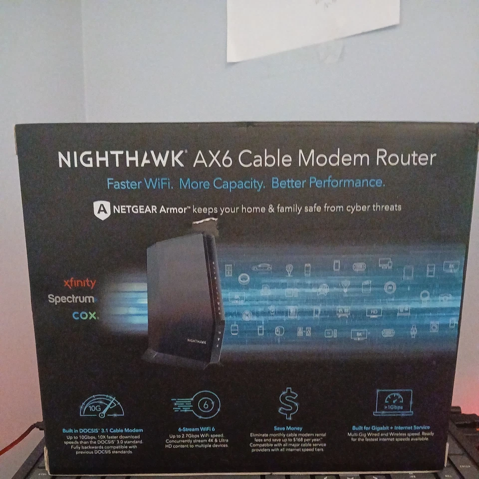 Netgear "Nighthawk" AX6 - AX2700 Kabelmodem-Router (WiFi 6, DOCSIS 3.1) - Bild 2 von 3