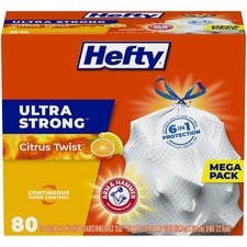 Hefty Ultra Strong Tall Kitchen Trash Bags, Citrus Twist Scent, 13 Gallon, 80...