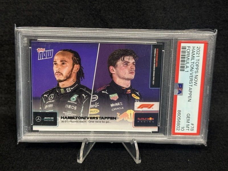 2021 Topps Now Formula One F1 #78 Lewis Hamilton Max Verstappen PSA 10 Gem