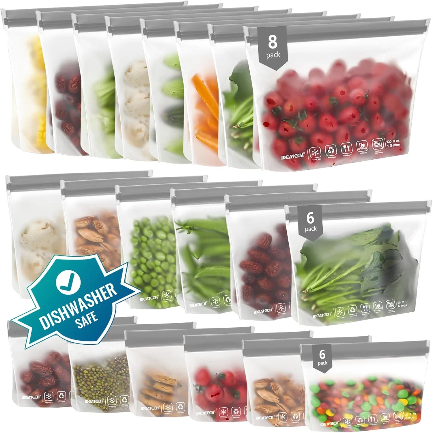 Food Storage Containers, BPA Free PEVA Reusable Freeezer Bags, Sandwich Bags
Opens in a new window o