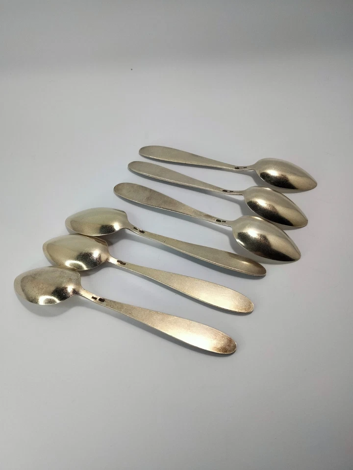 6 petites cuillères argent massif russe émaillé - Photo 3/4