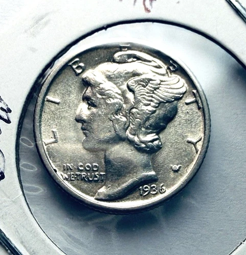 1936-P Mercury Dime 90% SILVER ~ GEM BU ~ Partial Split Bands ~ Lusturous ~ B40