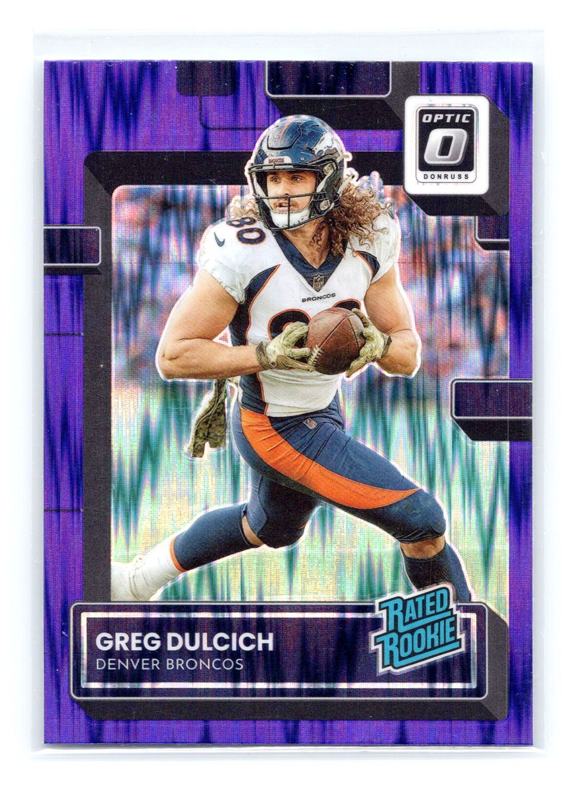 2022 Donruss Optic #288 Greg Dulcich Purple Shock RC Rookie