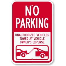 No Parking Unauthorized Vehicles Towed Away Aluminum Weatherproof Sign c00709