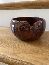 Crochet Yarn Bowl Solid ROSE Wood BLUE Yarn Bowl Holder Handmade Knitting Wool