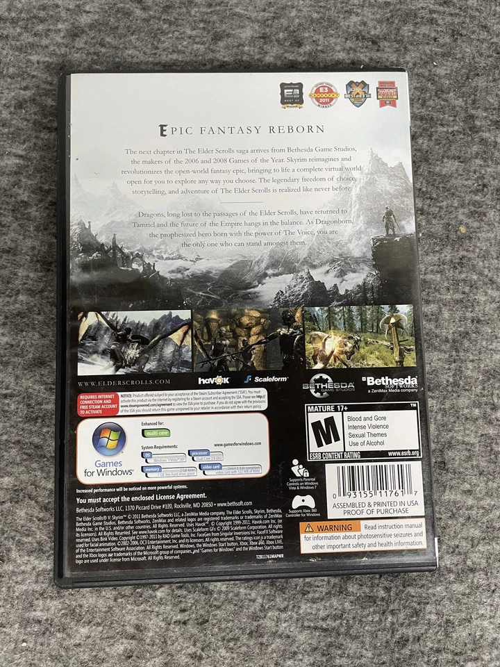 The Elder Scrolls V Skyrim PC DVD Game for Windows 2011 Map Complete Bethesda M - Image 2 of 4
