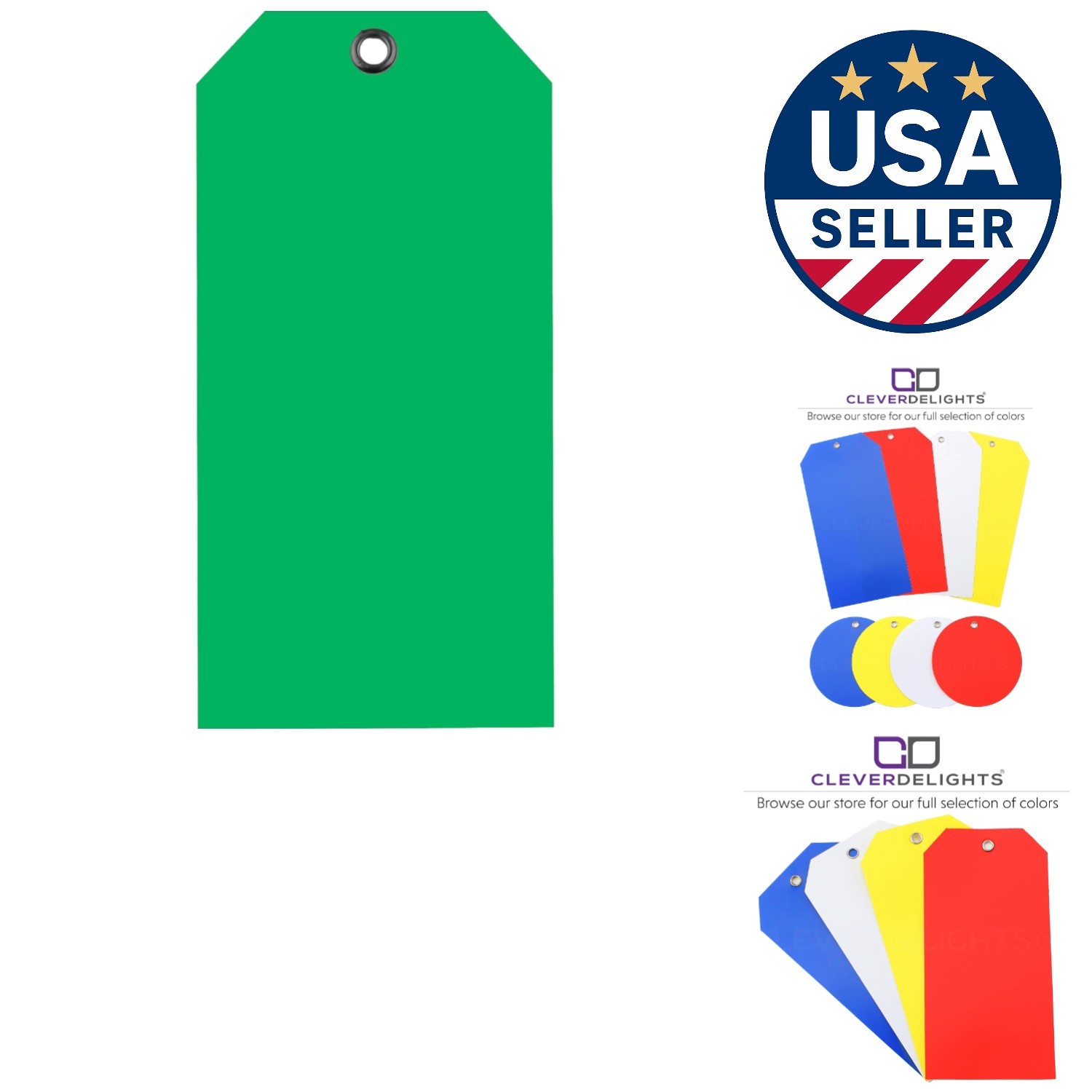 Versatile 100 Pack Green Plastic Tags - 4.75"x2.375" Waterpr