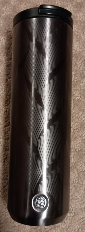 Starbucks Tumbler Silver Waves Gray Black 16 Oz January 2020 Refill Mug