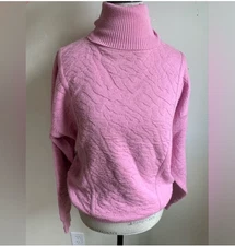 vintage Tyrolia head women’s textured knit turtleneck sweater M baby pink wool