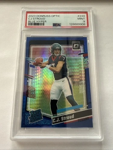 2023 Optic C.J. Stroud BLUE HYPER #244 Rated Rookie RC PSA 9