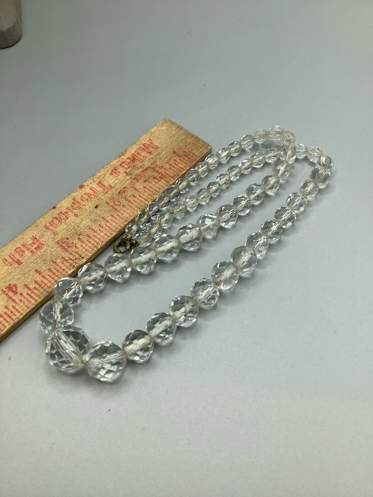 Vintage Clear Beads Necklace Glass Graduated Bead… - image 5