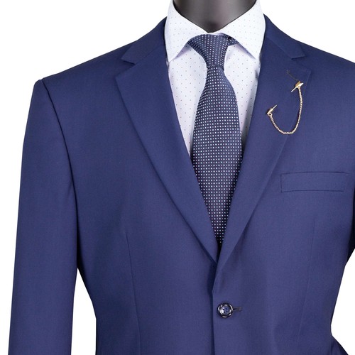 VINCI Men's Patriot Blue 2-Button Suit w/ Adjustable Waistband, Reg-Fit - NEW - Picture 2 of 3