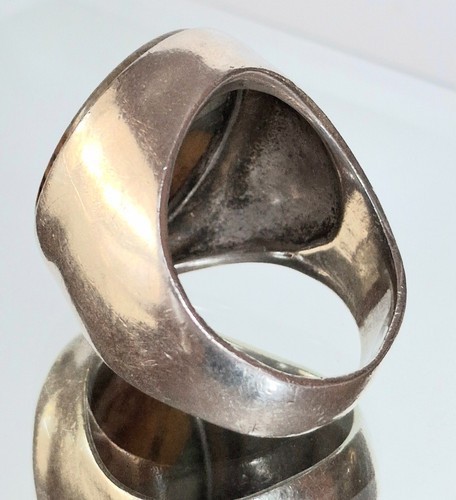 LARGE MEN'S 925 STERLING SILVER AND PICTURESQUE AGATE RING SIZE 9.5 - Picture 11 of 12
