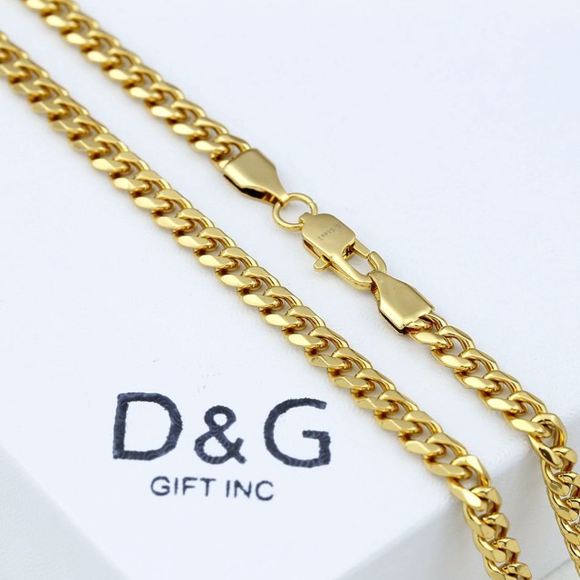 DG Unisex 18" Stainless Steel 4mm Cuban Curb Mini Chain Necklace Gold plated*BOX DG Unisex 18" Stainless Steel 4mm Cuban Curb Mini Chain Necklace Gold plated*BOX