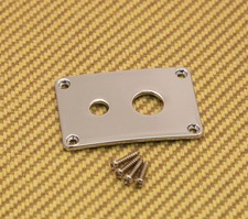 DHJP-C Rectangle Dual Hole Jack Plate For Guitar/Bass w/ Screws - Chrome
