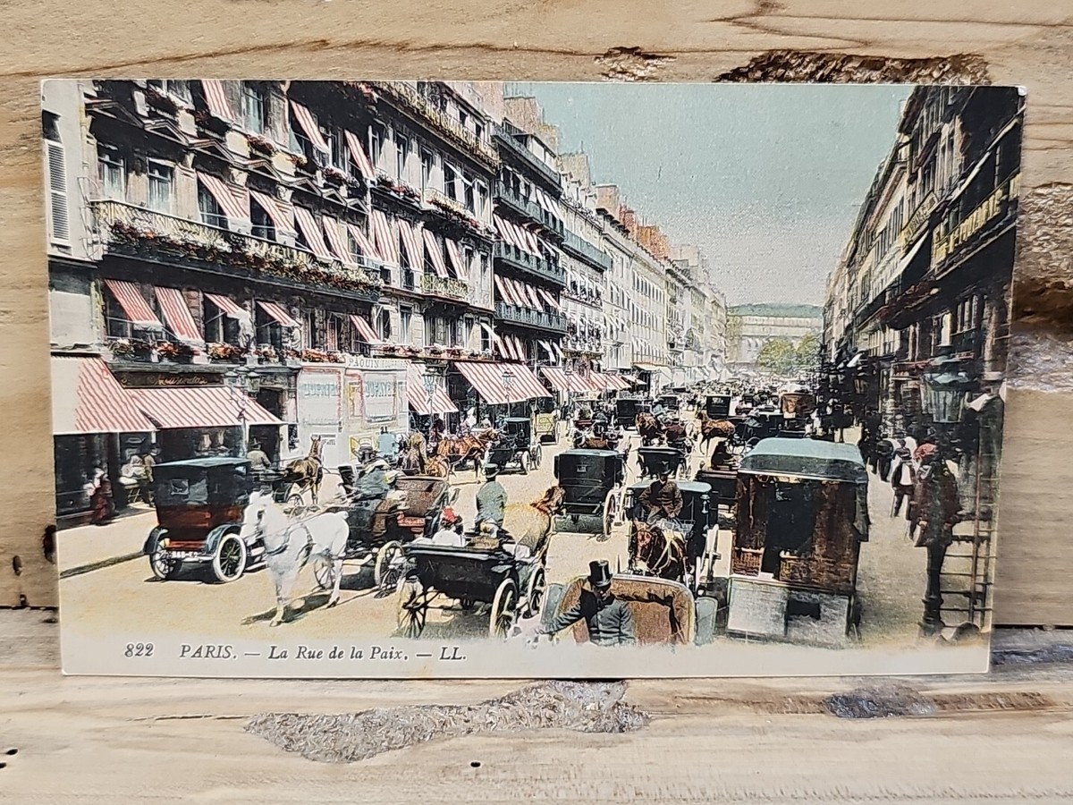 STREET パリ Paris France La Rue de la Paix Colored Postcard 1910s Street of
