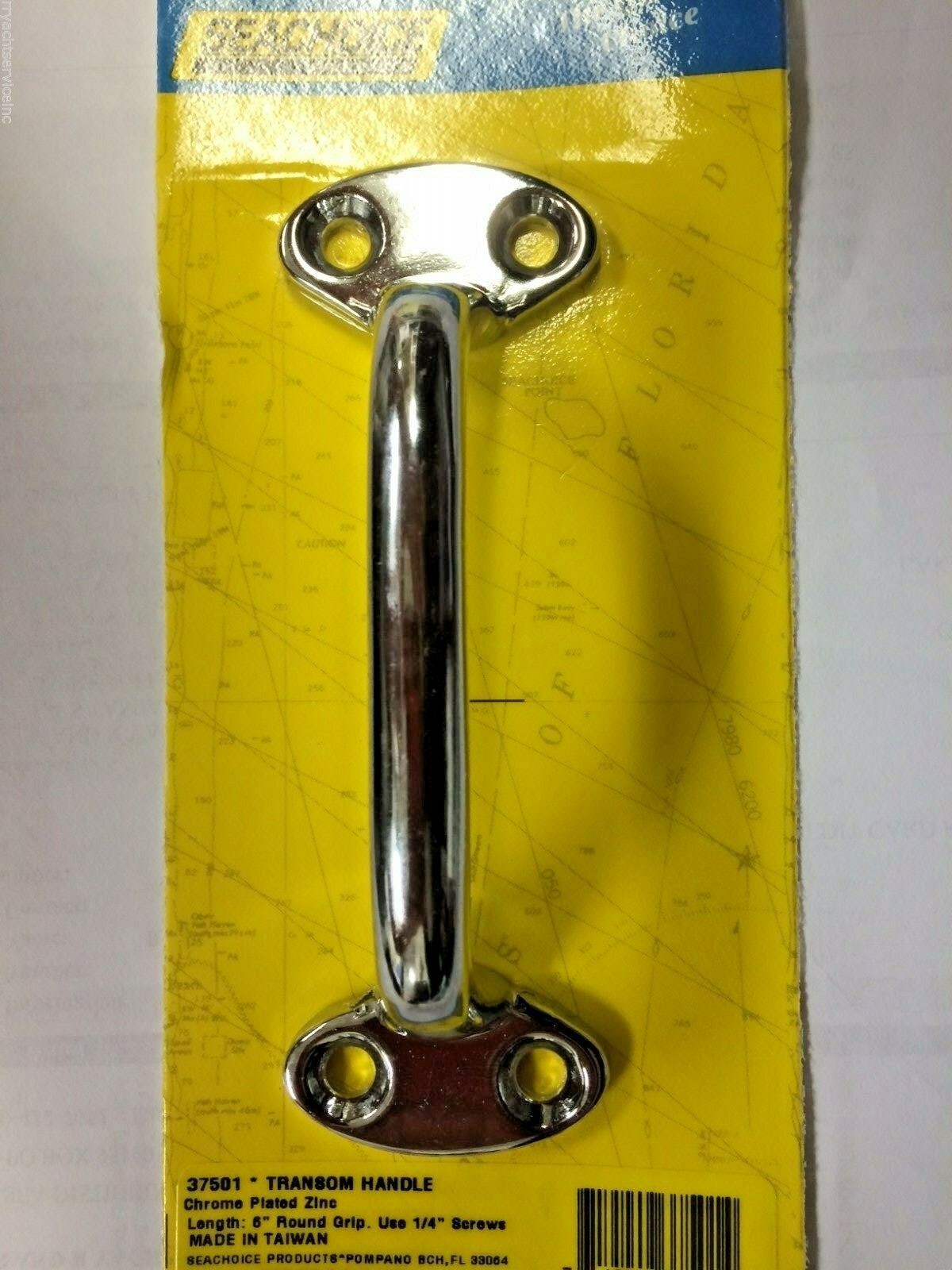 TRANSOM HANDLE SEACHOICE 37501 CHROME PLATED ZINC BOAT 5-7/8