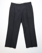 Vtg 70s Streetwear Mens 40x31 Wool Blend Striped Pleated Wide Leg Chino Pants