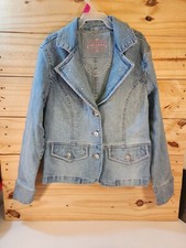 NWT Arizona Jean Co. Jean Jacket Girl's Size M 10/12 Pink/Rhinestones/Pearl Emb.