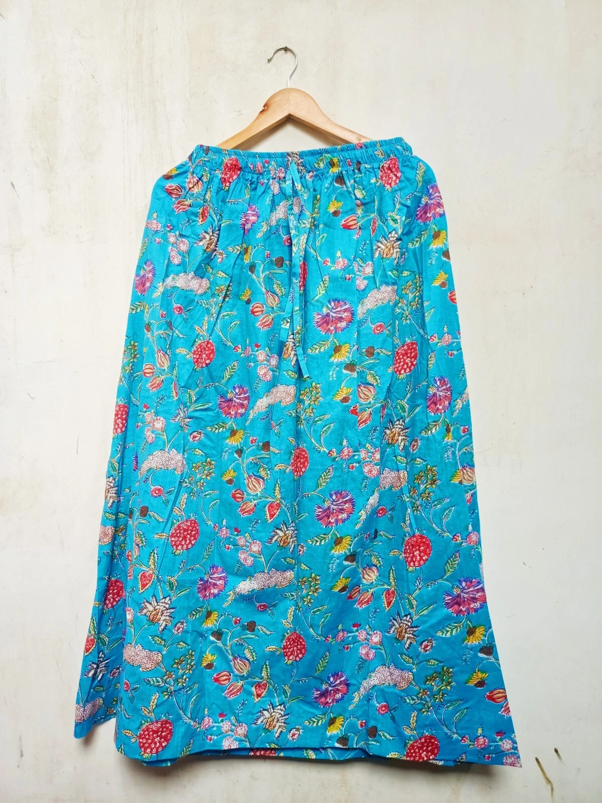 Indian Cotton Turquoise Floral Printed Skirt Women's Clothing Partywear Skirt US