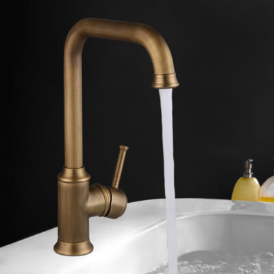 Retro Waschbecken Vintage Messing Spültisch Armatur Wasserhahn Rotation 360° Bad