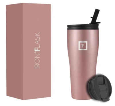 IRON FLASK IRON °FLASK 32oz Stainless Steel Insulated Rover 2.0 Tumbler - Rose Gold - New