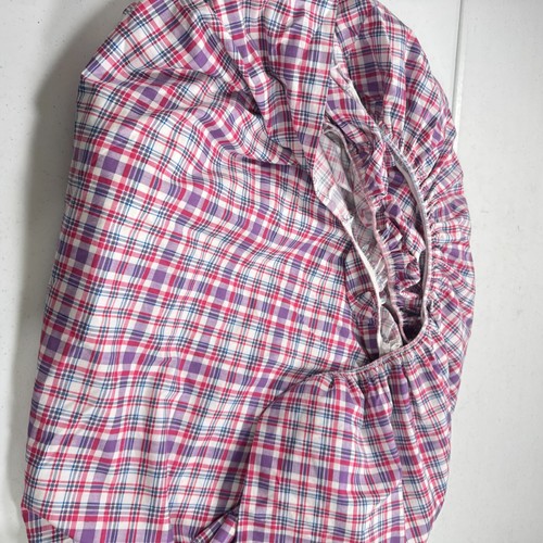 vintage wamsutta fitted sheet twin pink purple plaid blend y2k 90s 80s - Picture 6 of 10