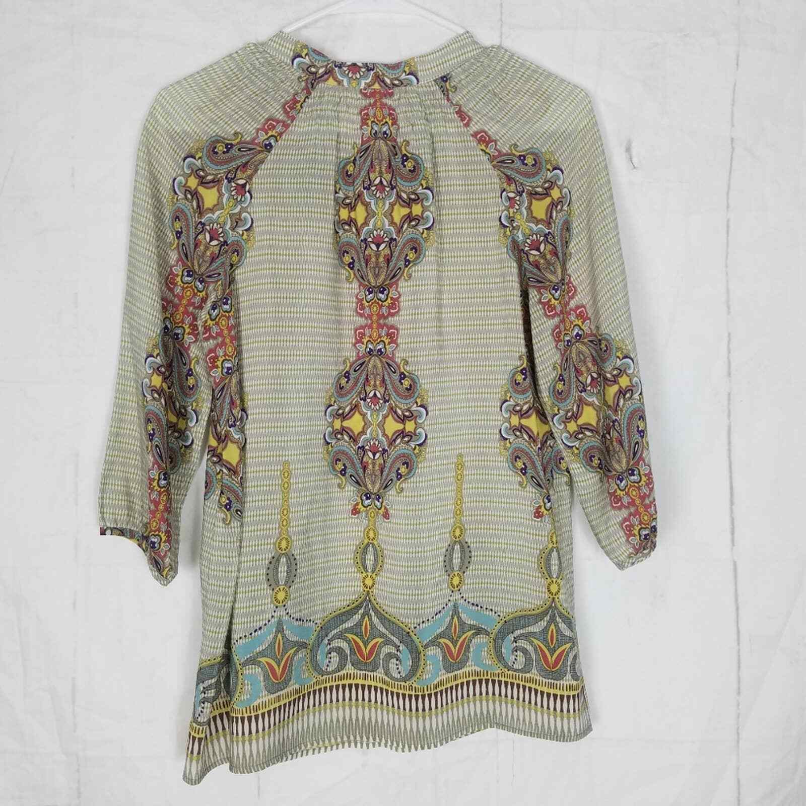 Trinity printed silk top size small - image 2