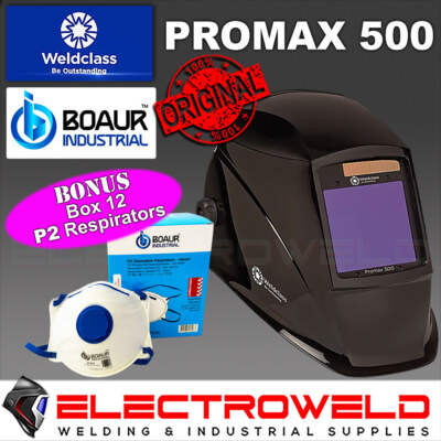 WELDCLASS Promax 500 Black Stealth Welding Helmet, Automatic Darkening WC-05317
