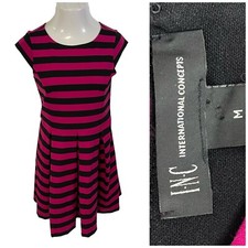 INC Dress Womens Medium Pink Black Stripe Work Office Church Date Elegant Knit