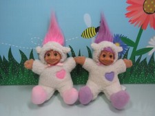 EASTER LAMBS - 7" Soft Russ Troll Doll - EXCELLENT WASHED CONDITION