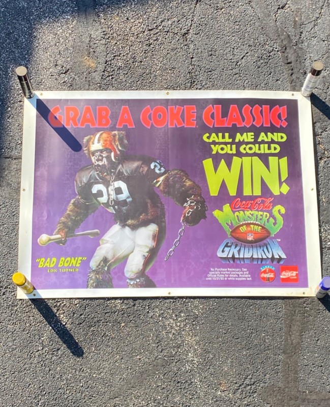 Eric Turner Cleve Browns MONSTERS GRIDIRON  1993 NFL  poster COKE Classic 69x49