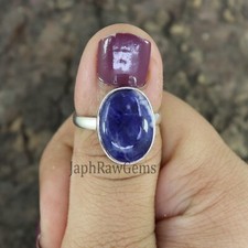 Natural Sodalite 925 Sterling Silver Women Ring Daily Wear Ring Gift For Her