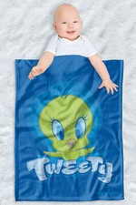 Looney Tunes Soft Fleece Baby Blanket, Cozy Crib Throw 30"x40" Tweety Swirl
