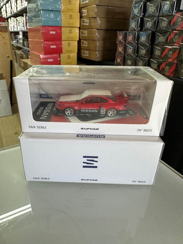 NISSAN SILVIA S15 1/64 Red & Black Diecast Model with Opening Hood by SupCar