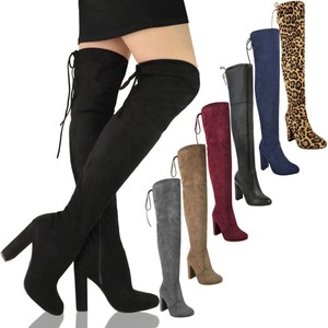 mid heel thigh boots