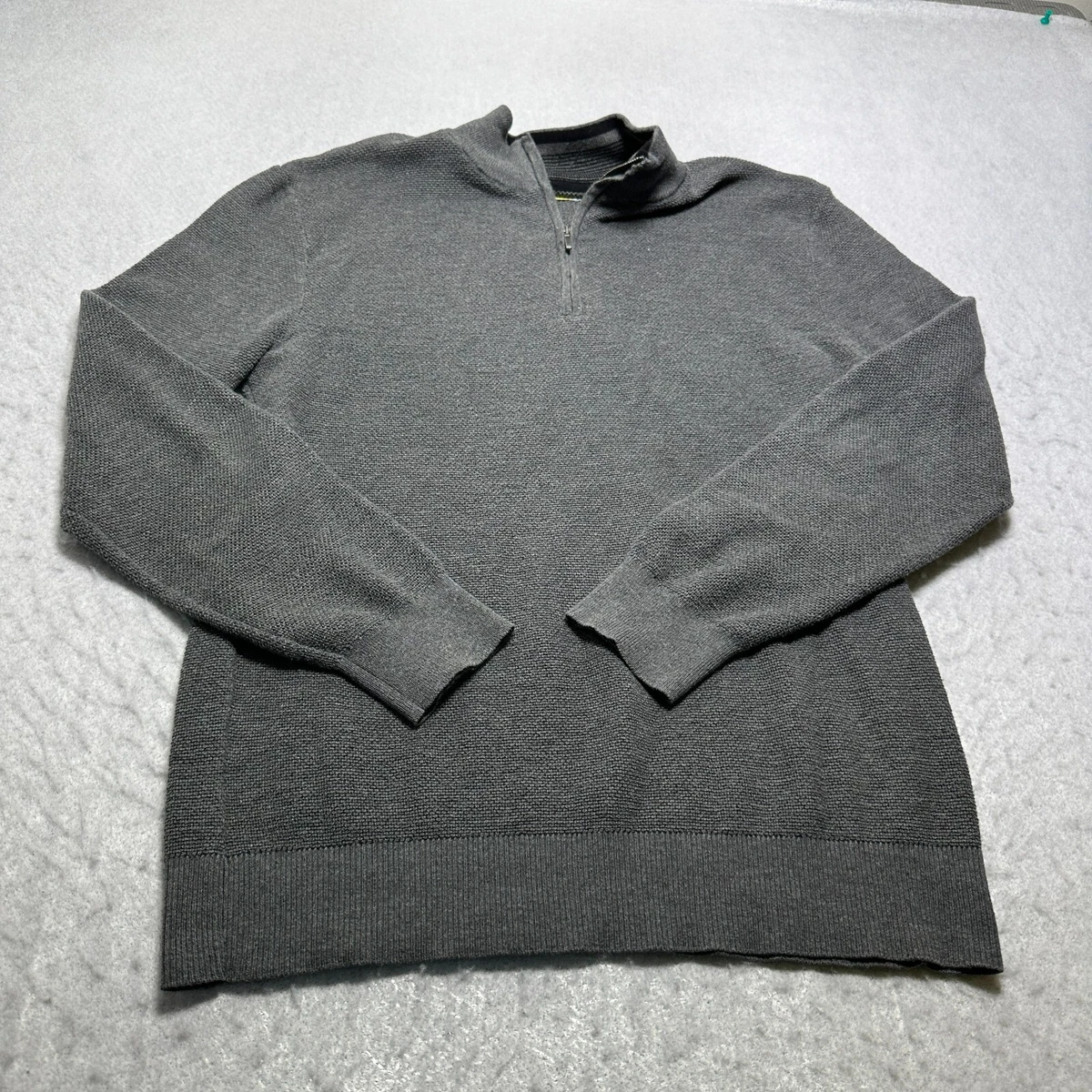 Claiborne Sweater Mens Large Gray 1 4 Zip Thermolite Blend Long