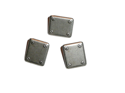 Cast Metal Shank Button Square Shaped Buttons (3) Matte Silver Finish 7/8" - Picture 4 of 6