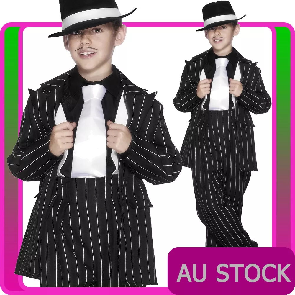 Boys 1920s Costume Gatsby Gangster Party Kids Mobster Zoot Child 20s Mafia  Suit