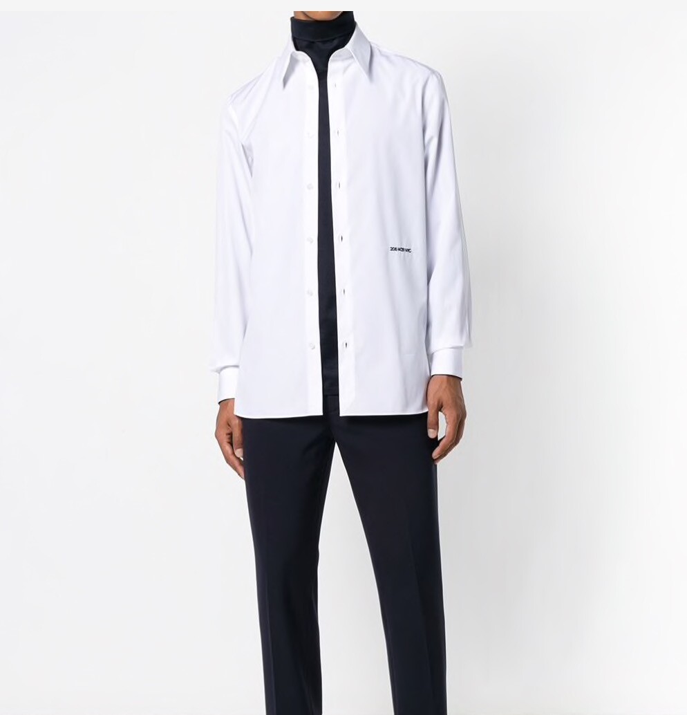 CalvinKlein205W39NYC Men's White Long Sleeves Embroidered Logo Shirt MSRP $650 image 2