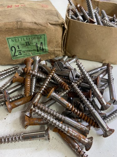 Box Steel Countersunk Screws 2 1/4" x 14 Nettlefolds GKN Slotted Full Box of 144 - Picture 8 of 24