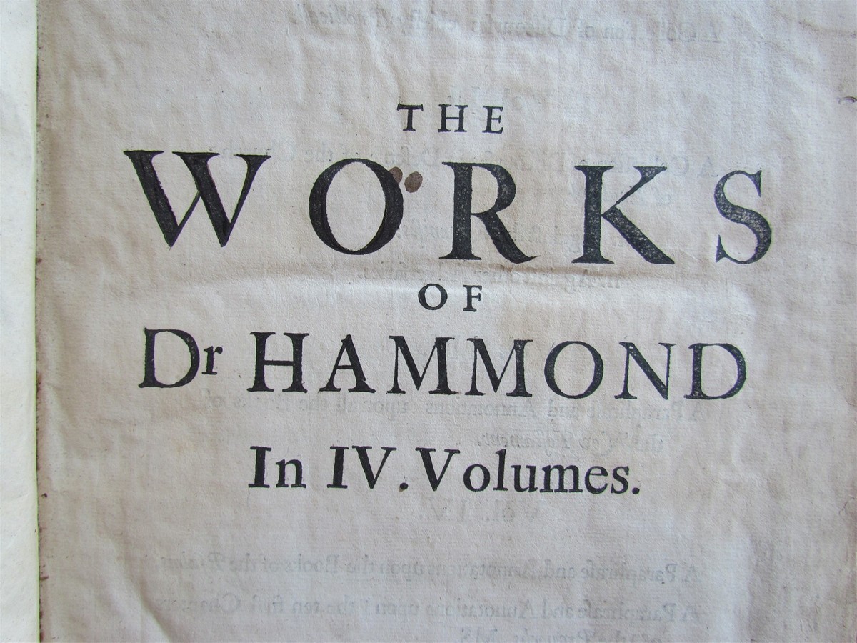 1674-1684 THE WORKES by HENRY HAMMOND 3 volumes antique FOLIOS in